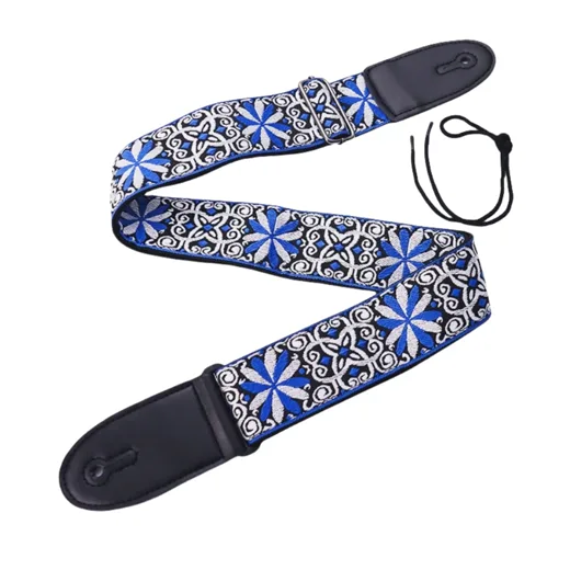 Blue White Flower woven ukulele strap pattern